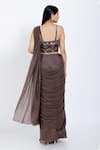 Shop_Vedangi Agarwal_Brown Tabby Silk Pre-draped Saree _at_Aza_Fashions