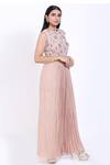 Vedangi Agarwal_Peach Georgette Round Embroidered Gown _Online_at_Aza_Fashions