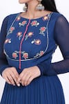 Shop_Vedangi Agarwal_Blue Georgette Round Embroidered Gown _Online_at_Aza_Fashions
