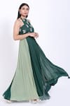 Vedangi Agarwal_Green Georgette Halter Embroidered Gown _Online_at_Aza_Fashions