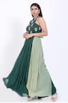 Buy_Vedangi Agarwal_Green Georgette Halter Embroidered Gown _Online_at_Aza_Fashions