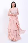 Buy_Vedangi Agarwal_Pink Georgette Round Embroidered Gown _at_Aza_Fashions