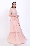 Vedangi Agarwal_Pink Georgette Round Embroidered Gown _Online_at_Aza_Fashions