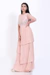 Buy_Vedangi Agarwal_Pink Georgette Round Embroidered Gown _Online_at_Aza_Fashions