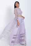 Buy_Vedangi Agarwal_Purple Satin Round Embroidered Asymmetric Top And Palazzo Set _at_Aza_Fashions