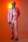 Buy_TRIUNE_Pink Ecru Denim Print Yak And Palm Leaves Jacket _at_Aza_Fashions