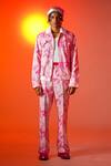 Buy_TRIUNE_Pink Ecru Denim Print Yak And Palm Leaves Jacket _Online_at_Aza_Fashions