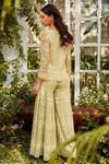 Shop_Rococo_Yellow Organza, Net Bead Work, Sequins Eva Embroidered Jacket And Sharara Set _at_Aza_Fashions
