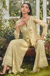 Rococo_Yellow Organza, Net Bead Work, Sequins Eva Embroidered Jacket And Sharara Set _Online_at_Aza_Fashions