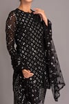 Evra by Nikita_Black Georgette Round Mirror Embellished Kurta Set _at_Aza_Fashions