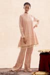 Buy_Evra by Nikita_Pink Georgette High Neck Collar Chikankari Short Tunic And Pant Set _Online_at_Aza_Fashions