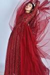 Shop_Monisha Jaising_Draped Flared Gown_at_Aza_Fashions