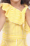 Maaikid_Yellow Striped One Shoulder Playsuit For Girls_at_Aza_Fashions