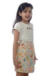 Shop_Miko Lolo_Multi Color Organic Cotton Satin Leaf Motifs, Flower Forest Print Shorts Set_at_Aza_Fashions