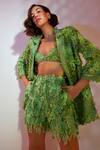 Buy_Pankaj & Nidhi_Green Tulle Hand Embellished 3d Floral Exquisita Cutwork Jacket  _Online_at_Aza_Fashions