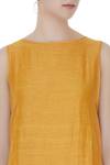 Ezra_Yellow Satin Linen Midi Dress_at_Aza_Fashions