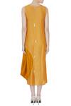 Shop_Ezra_Yellow Satin Linen Midi Dress_at_Aza_Fashions