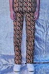 Buy_Line out line_Brown Cotton Poplin Printed Geo Pyjama Pant  _Online_at_Aza_Fashions