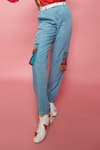 Esha L Amin_Blue Denim Patchwork Cargo Pant _Online_at_Aza_Fashions