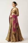 Buy_Itrh_Gold Silk Organza, Lampi, Lining Cotton And Ira Mehroon Bridal Lehenga Set _Online_at_Aza_Fashions