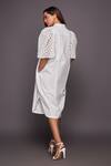 Shop_Deepika Arora_White Cotton Plain Mandarin Collar Cutwork Sleeve Shirt Dress _at_Aza_Fashions