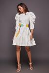 Deepika Arora_White Cotton Puff Sleeve Dress_Online_at_Aza_Fashions