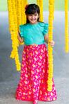 Buy_Little Luxury_Pink Brocade Lehenga Set For Girls_at_Aza_Fashions