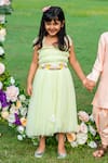 Shop_Little Luxury_Green Flared Dress For Girls_Online_at_Aza_Fashions
