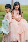 Shop_Little Luxury_Pink Tiered Lehenga Set For Girls_at_Aza_Fashions