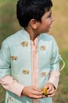 Little Luxury_Green Cotton Embroidery Jacket And Kurta Set _Online_at_Aza_Fashions