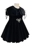 Jasmine And Alaia_Black Velvet Beads, Bows Pleated Embellished Dress _Online_at_Aza_Fashions