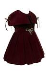 Jasmine And Alaia_Maroon Velvet Dress For Girls_Online_at_Aza_Fashions
