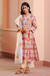 Buy_Sage Saga_Peach Lawn Cotton Floral Motifs Round Maham Print Kurta_Online_at_Aza_Fashions