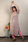 Buy_Falguni.Foram_Grey Kurta Modal Satin, Pant Viscose Silk Floral, Paisley Printed And Set_Online_at_Aza_Fashions