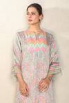 Shop_Falguni.Foram_Grey Kurta Modal Satin, Pant Viscose Silk Floral, Paisley Printed And Set_Online_at_Aza_Fashions