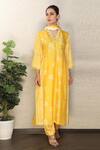 Shop_Falguni.Foram_Yellow Dupatta Crush , Kurta And Pant Viscose Floral, & Print Set_Online_at_Aza_Fashions