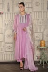 Buy_Falguni.Foram_Purple Dupatta Silk, Kurta And Pant Chanderi Silk, Slip Block Printed Mal Set _at_Aza_Fashions