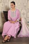 Buy_Falguni.Foram_Purple Dupatta Silk, Kurta And Pant Chanderi Silk, Slip Block Printed Mal Set _Online_at_Aza_Fashions