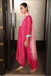 Buy_Falguni.Foram_Pink Dupatta Silk, Kurta And Pant Chanderi Silk, Slip Block Printed Mal Set _Online_at_Aza_Fashions