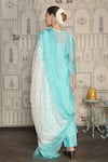 Shop_Falguni.Foram_Blue Dupatta Silk, Kurta And Pant Chanderi Silk, Slip Block Printed Mal Set _at_Aza_Fashions