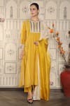 Buy_Falguni.Foram_Yellow Dupatta Silk, Kurta And Pant Chanderi Silk, Slip Block Printed Mal Set _at_Aza_Fashions