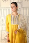 Buy_Falguni.Foram_Yellow Dupatta Silk, Kurta And Pant Chanderi Silk, Slip Block Printed Mal Set _Online_at_Aza_Fashions