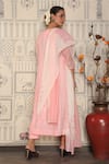 Shop_Falguni.Foram_Pink Chanderi Silk, Slip Mal Floral Notched Anarkali Pant Set _at_Aza_Fashions