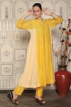 Buy_Falguni.Foram_Yellow Chanderi Silk, Slip Mal Floral Notched Anarkali Pant Set _Online_at_Aza_Fashions