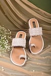 Shop_Miraki_White Embroidered Toe Ring Flats_at_Aza_Fashions