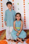 Miko Lolo_Blue Baadal Tunic And Pant Set For Girls_Online_at_Aza_Fashions