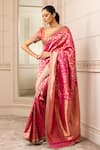 Buy_Tarun Tahiliani_Fuchsia Brocade Woven Floral Kashmir Saree _at_Aza_Fashions