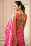 Buy_Tarun Tahiliani_Fuchsia Brocade Woven Floral Kashmir Saree _Online_at_Aza_Fashions