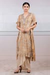 Buy_Tarun Tahiliani_Yellow Kaftan Organza Silk Dhoti 50gm Silk Slip Lycra Jersey And Set _at_Aza_Fashions