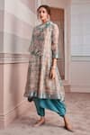 Tarun Tahiliani_Blue Anarkali Organza Dhoti 50gms Embroidery And Pant Set _Online_at_Aza_Fashions